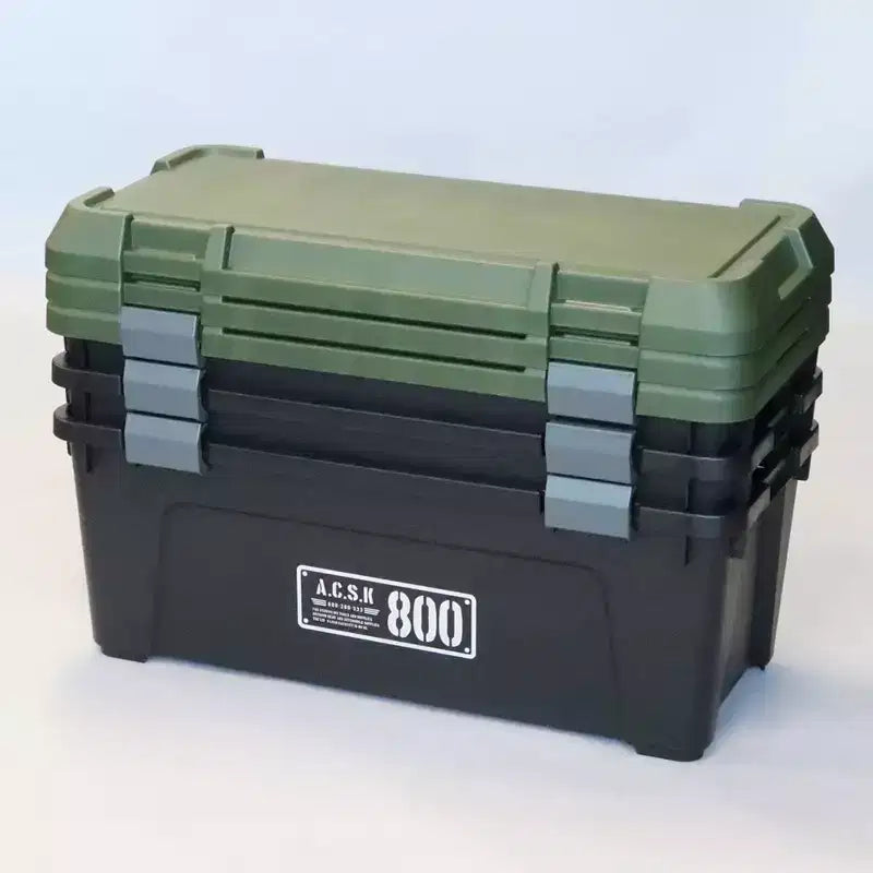 Stackable Heavy-Duty Multipurpose Storage Tote, Green/Black