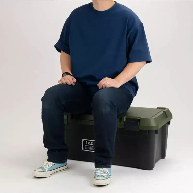 Stackable Heavy-Duty Multipurpose Storage Tote, Green/Black
