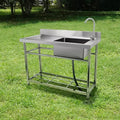 Stainless Steel Utility Sink, Free Standing Single Bowl with Workbench, 39.4x19.1x37.4"