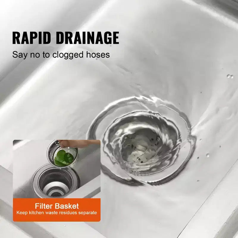 Stainless Steel Utility Sink, Free Standing Single Bowl with Workbench, 39.4x19.1x37.4"