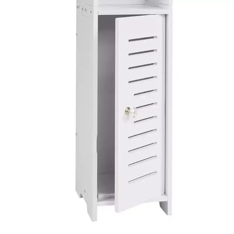 Bathroom Corner Shelf Storage, Waterproof Corner Cabinet with Toilet Paper Roll, White