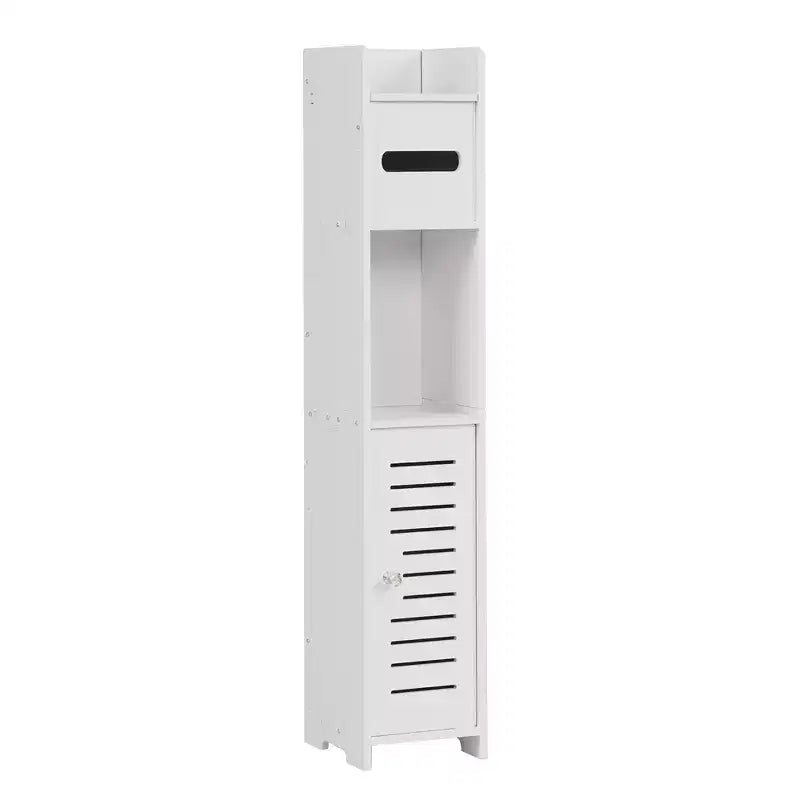 Bathroom Corner Shelf Storage, Waterproof Corner Cabinet with Toilet Paper Roll, White