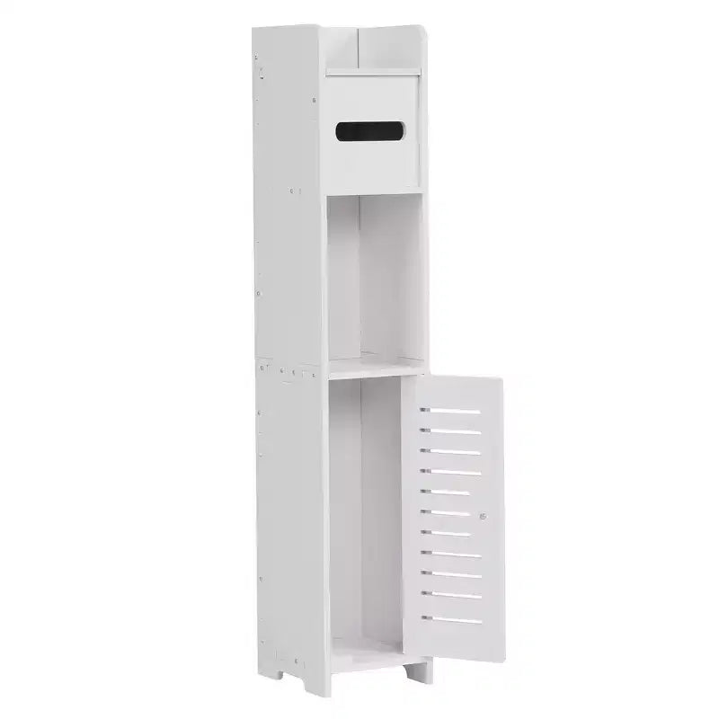 Bathroom Corner Shelf Storage, Waterproof Corner Cabinet with Toilet Paper Roll, White