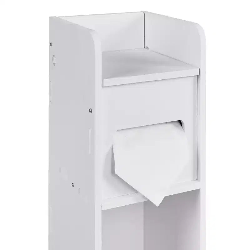 Bathroom Corner Shelf Storage, Waterproof Corner Cabinet with Toilet Paper Roll, White