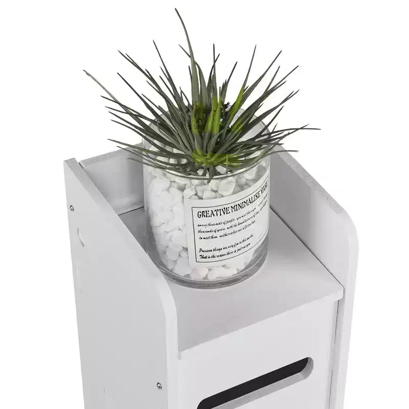 Bathroom Corner Shelf Storage, Waterproof Corner Cabinet with Toilet Paper Roll, White