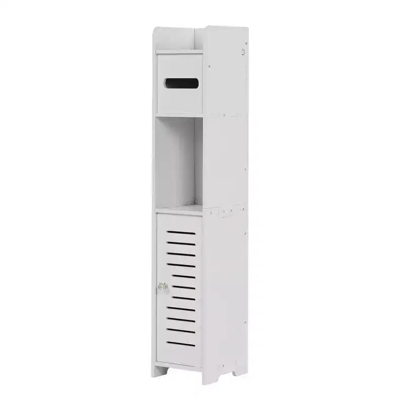 Bathroom Corner Shelf Storage, Waterproof Corner Cabinet with Toilet Paper Roll, White