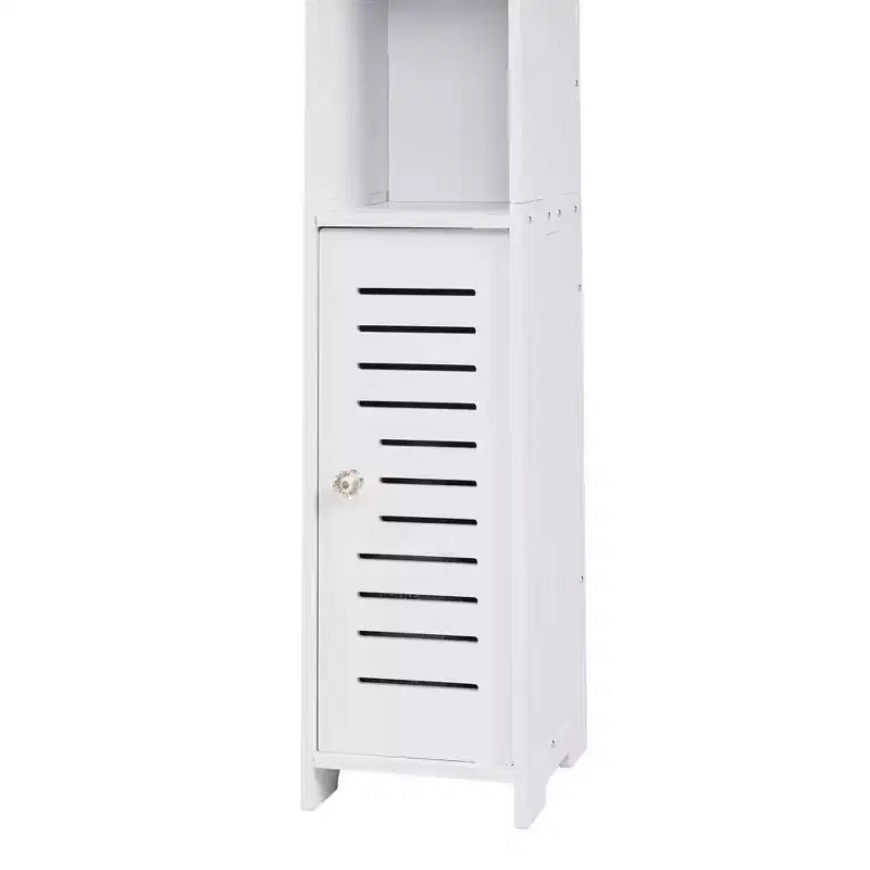 Bathroom Corner Shelf Storage, Waterproof Corner Cabinet with Toilet Paper Roll, White