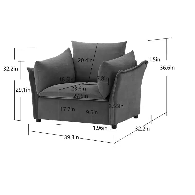 Chenille Oversized Accent Chair, Modern and Comfy