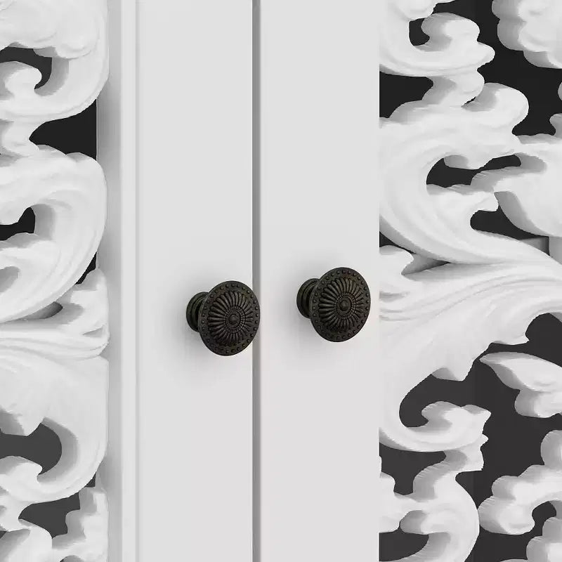 White Decorative Sideboard with Hollow Relief Patterned Doors, 2 Drawers & 4 Doors, 62.8"