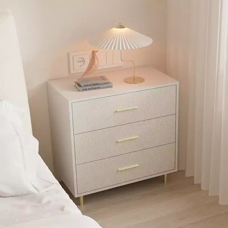 Modern White Nightstand, 3-Drawer Wooden Bedside Table for Bedroom or Living Room