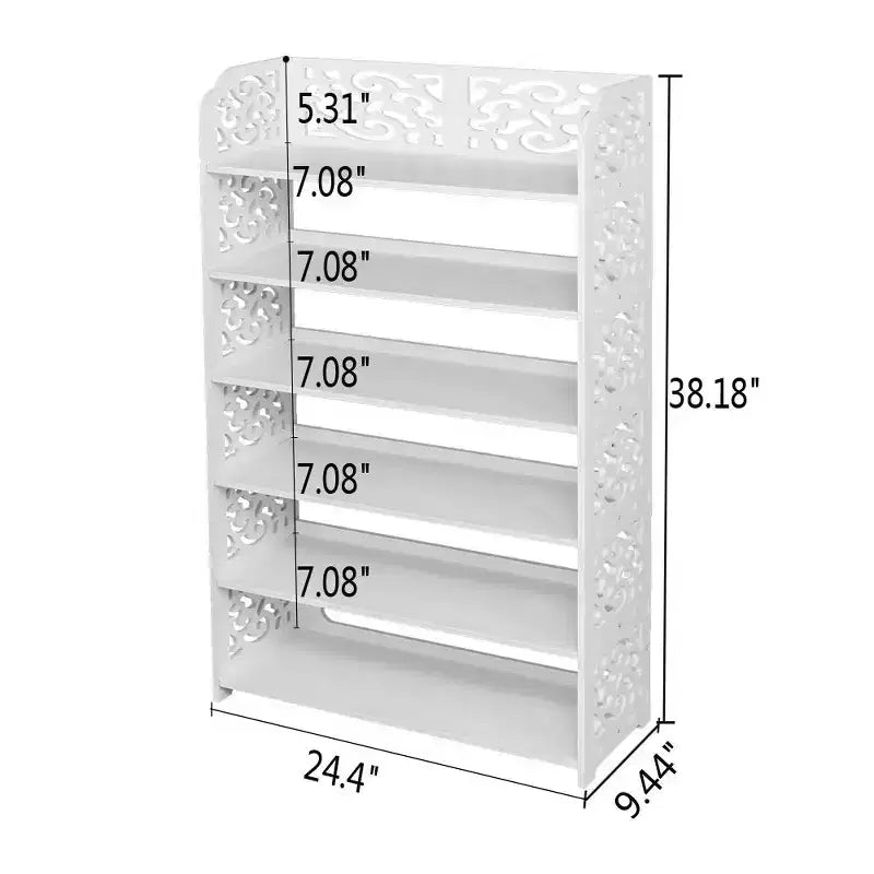 6-Tier White Wood Shoe Rack, 24.21"W