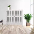 Transparent Door Free Standing Accent Storage Cabinet, White