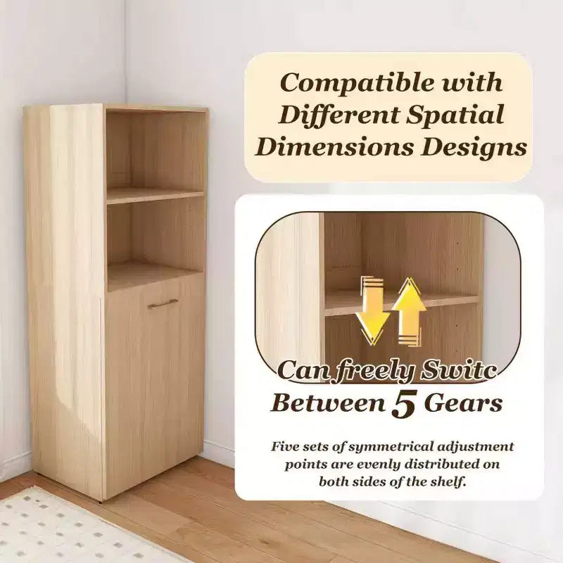 Extendable Desk with Storage Shelves & Casters, Foldable Design, Burlywood