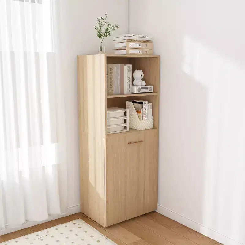 Extendable Desk with Storage Shelves & Casters, Foldable Design, Burlywood