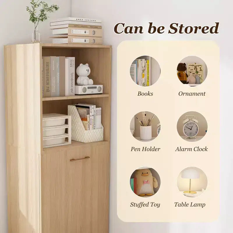Extendable Desk with Storage Shelves & Casters, Foldable Design, Burlywood