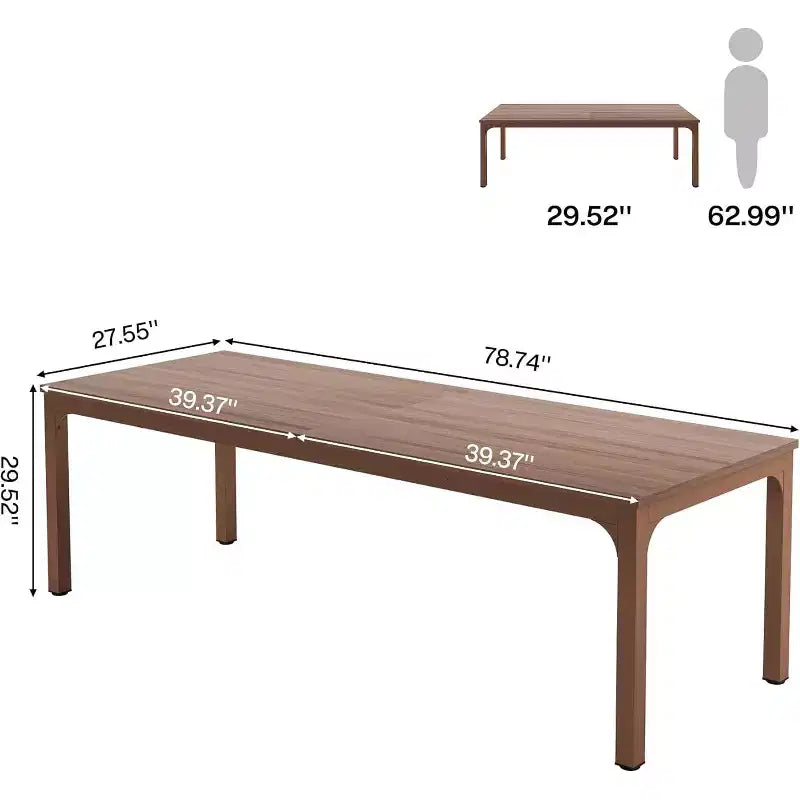 78.7" Extra Long Computer Desk, 2-Person Double Workstation, Coffee Brown