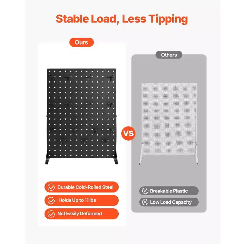 17x13 Inch Tabletop Pegboard Display Stand with 15 Hooks, Cold-Rolled Steel, Black