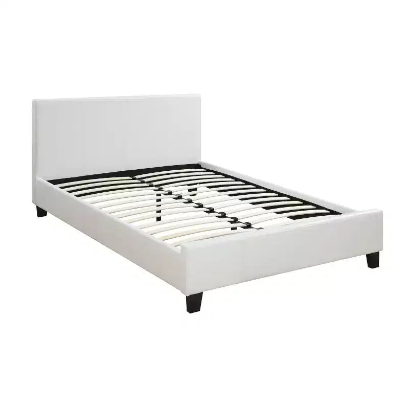 Clara Contemporary Faux Leather Upholstered Platform Bed Frame with Adjustable Headboard