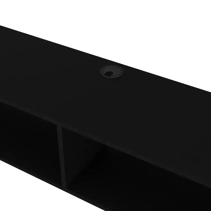 59 Inch Modern Floating TV Stand, 2-Tier Shelves, Cable Management, Black