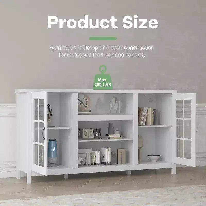 65 Inch TV Stand, Modern Wood Entertainment Center with Storage Cabinets