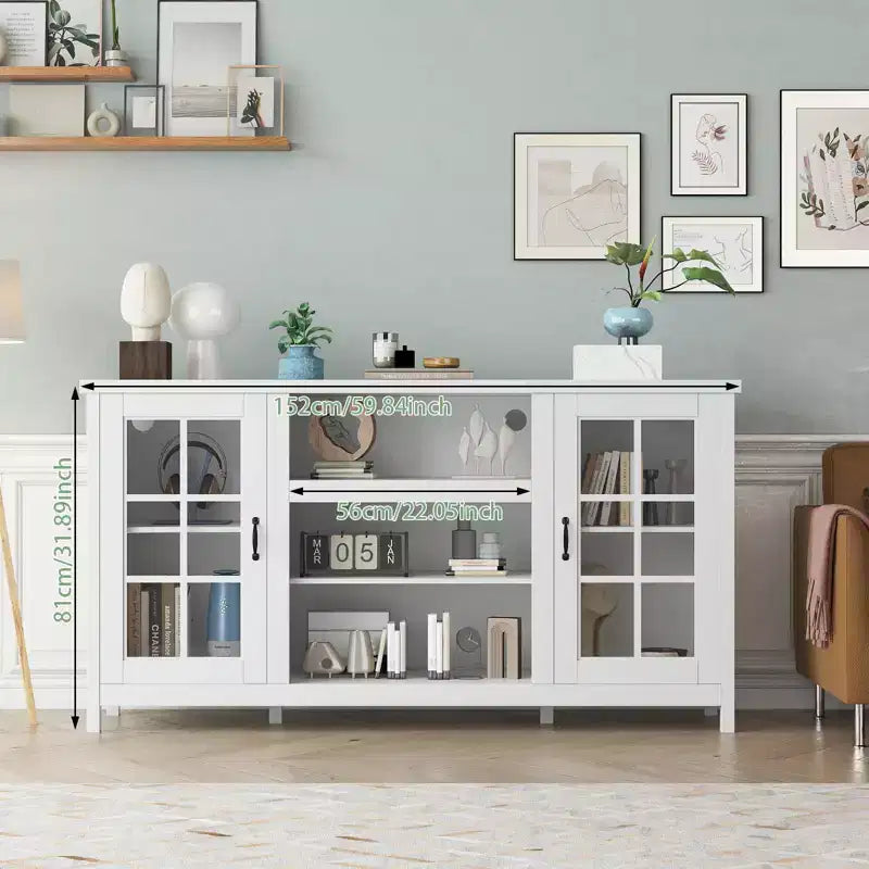 65 Inch TV Stand, Modern Wood Entertainment Center with Storage Cabinets