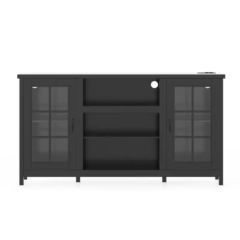 65 Inch TV Stand, Modern Wood Entertainment Center with Storage Cabinets