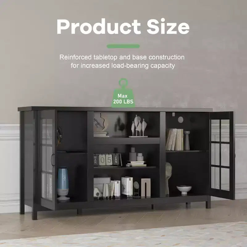 65 Inch TV Stand, Modern Wood Entertainment Center with Storage Cabinets
