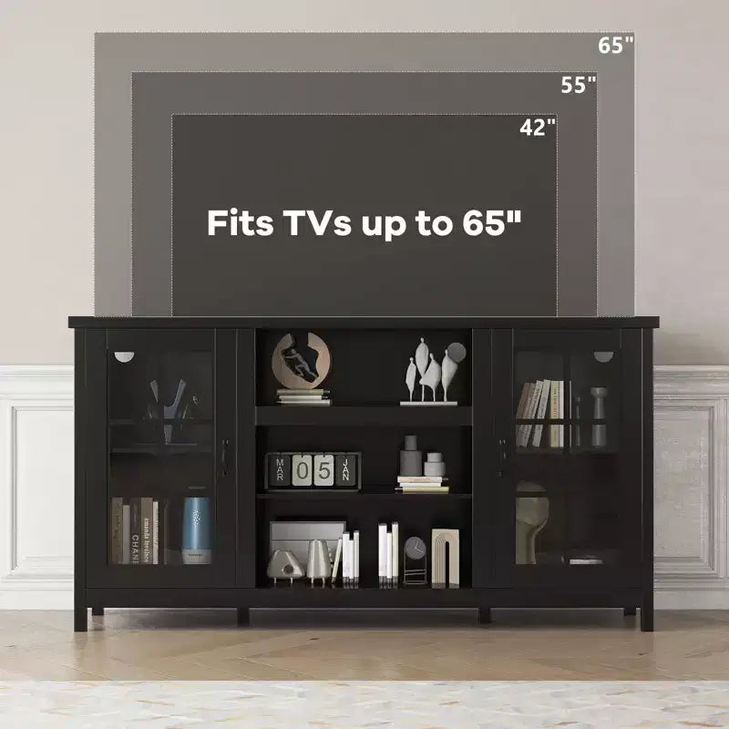 65 Inch TV Stand, Modern Wood Entertainment Center with Storage Cabinets