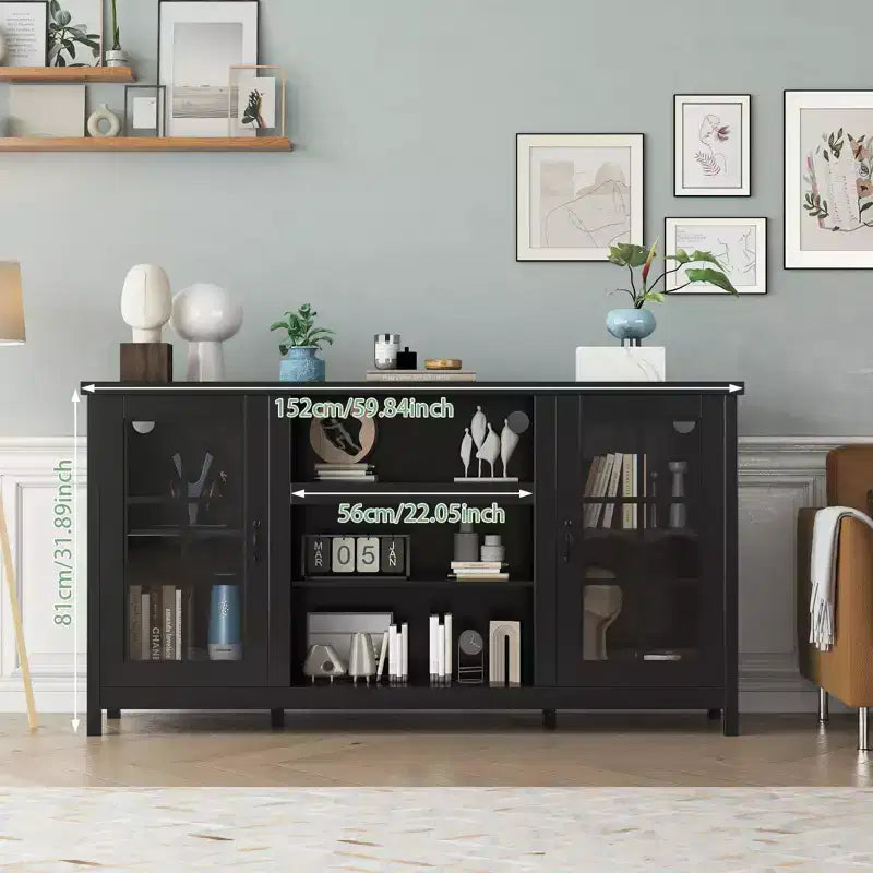 65 Inch TV Stand, Modern Wood Entertainment Center with Storage Cabinets
