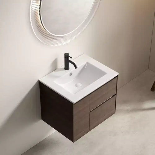 24" Bathroom Vanity Sink, Ceramic with Overflow Hole, Bright White