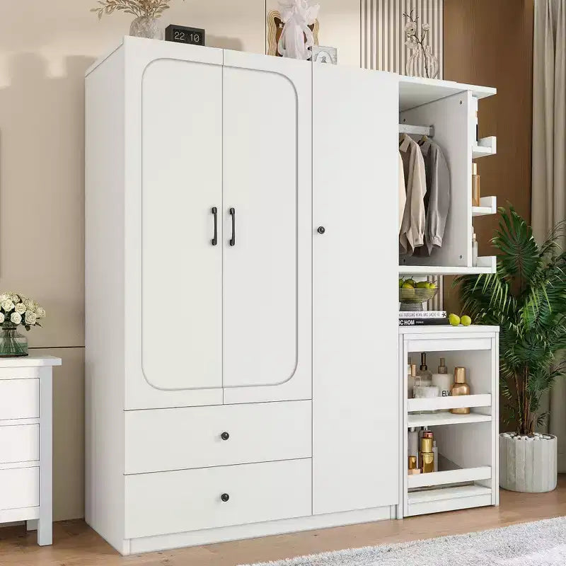 Phyllis Multifunctional Wooden Wardrobe with Convertible Desk