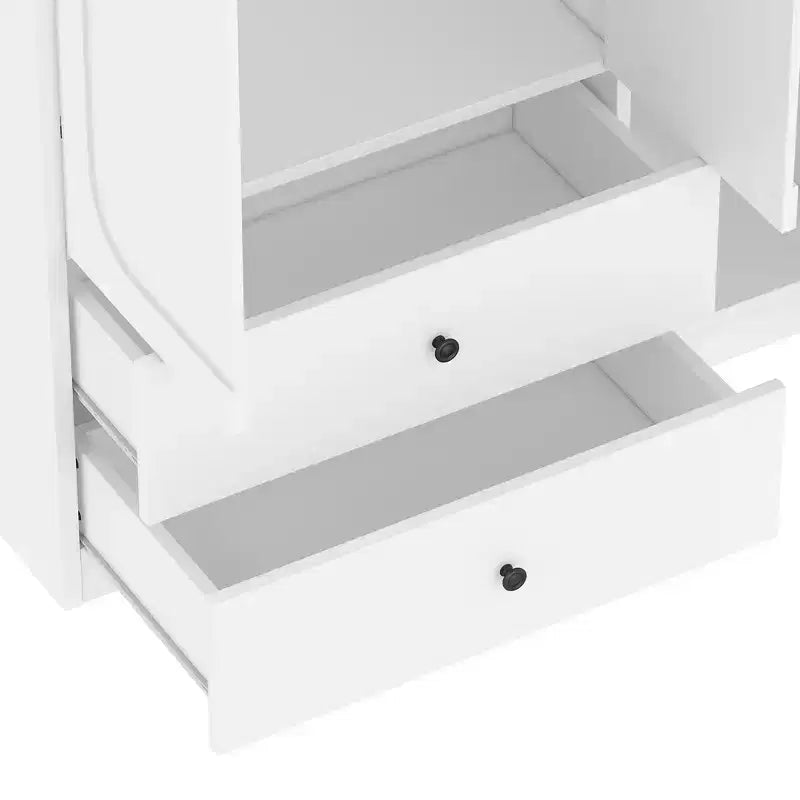Phyllis Multifunctional Wooden Wardrobe with Convertible Desk