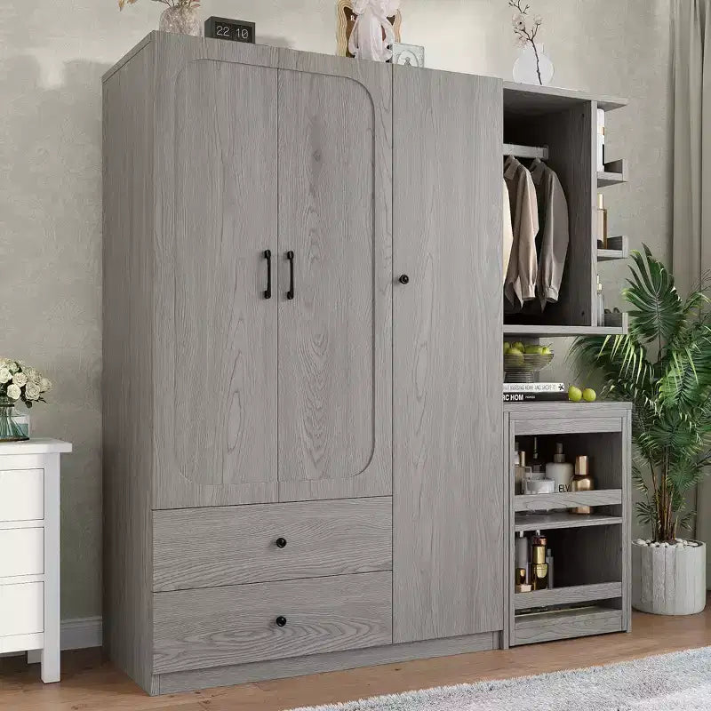Phyllis Multifunctional Wooden Wardrobe with Convertible Desk