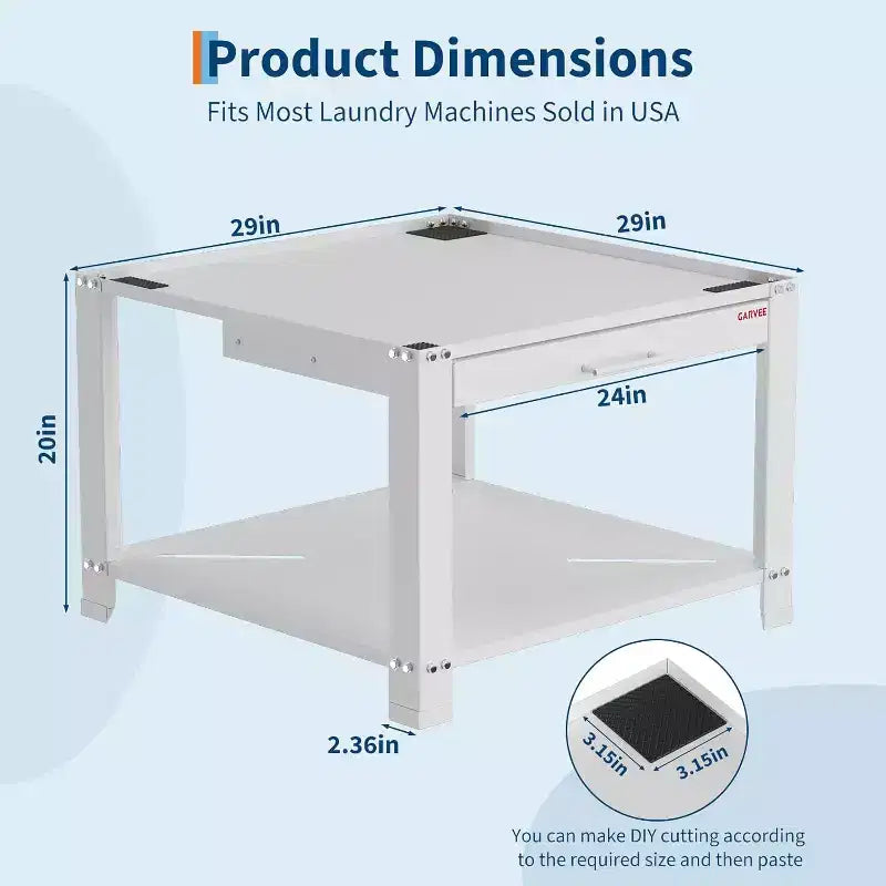 29" Wide Washer and Dryer Pedestals with Basket Shelf, 20" High, 800 lbs Capacity, Black