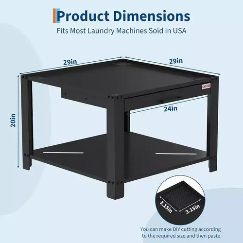 29" Wide Washer and Dryer Pedestals with Basket Shelf, 20" High, 800 lbs Capacity, Black
