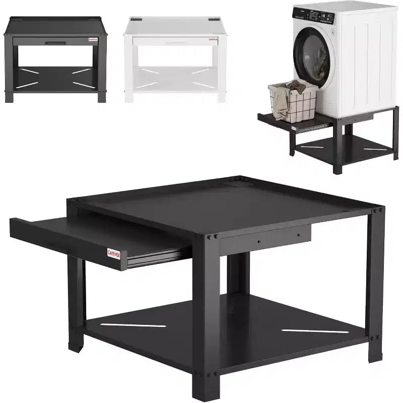 29" Wide Washer and Dryer Pedestals with Basket Shelf, 20" High, 800 lbs Capacity, Black
