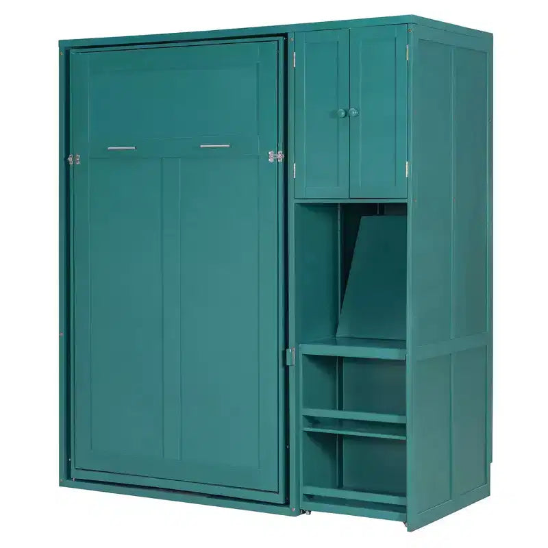 Twin Size Murphy Bed with Desk, Storage Cabinet and Bookcase