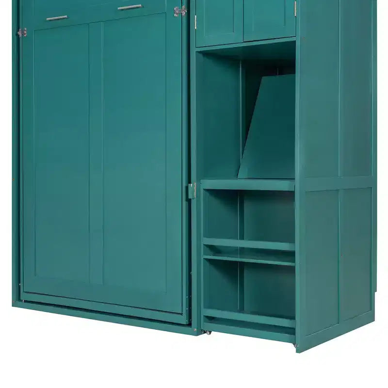 Twin Size Murphy Bed with Desk, Storage Cabinet and Bookcase