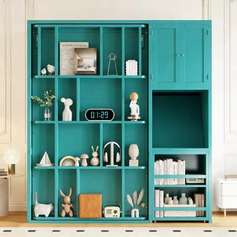 Twin Size Murphy Bed with Desk, Storage Cabinet and Bookcase