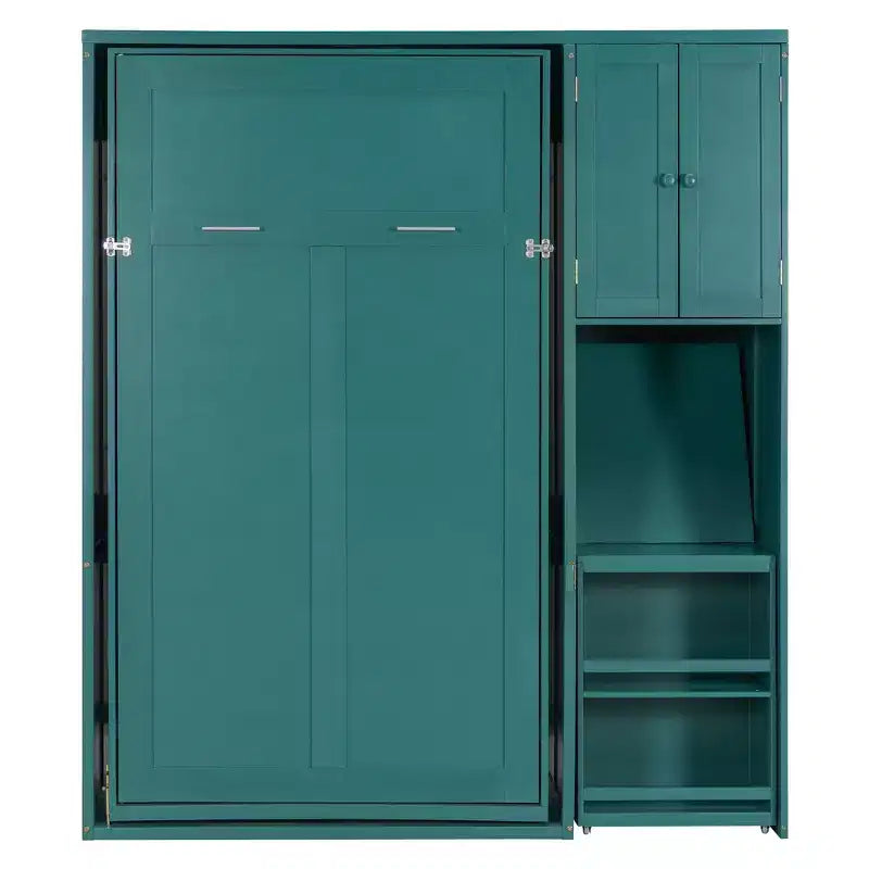 Twin Size Murphy Bed with Desk, Storage Cabinet and Bookcase