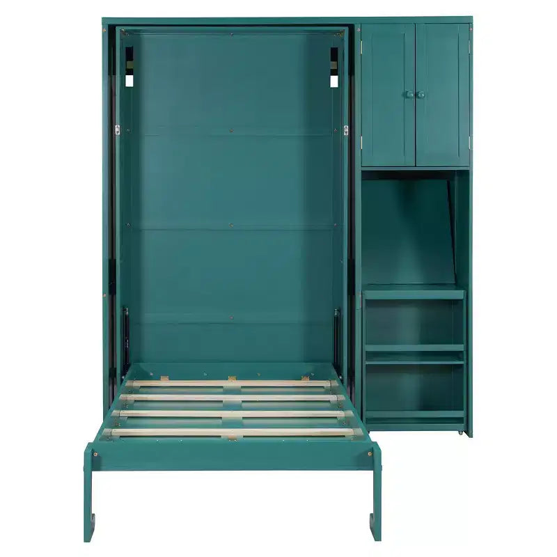 Twin Size Murphy Bed with Desk, Storage Cabinet and Bookcase