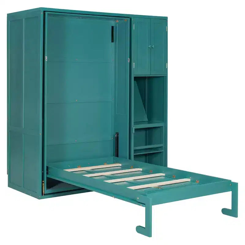 Twin Size Murphy Bed with Desk, Storage Cabinet and Bookcase