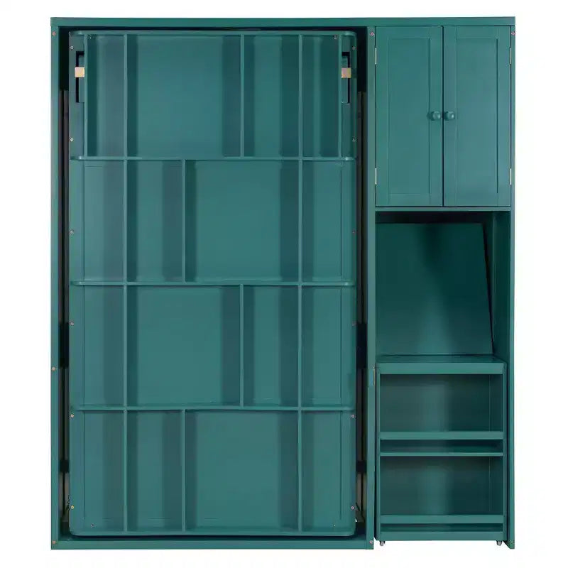 Twin Size Murphy Bed with Desk, Storage Cabinet and Bookcase