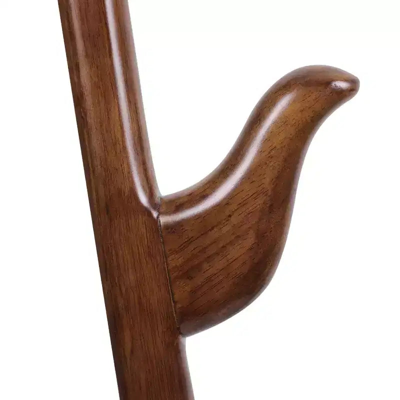 S-Shaped Freestanding Coat Rack, Solid Wood Coat Tree with 6 Hooks and Round Base