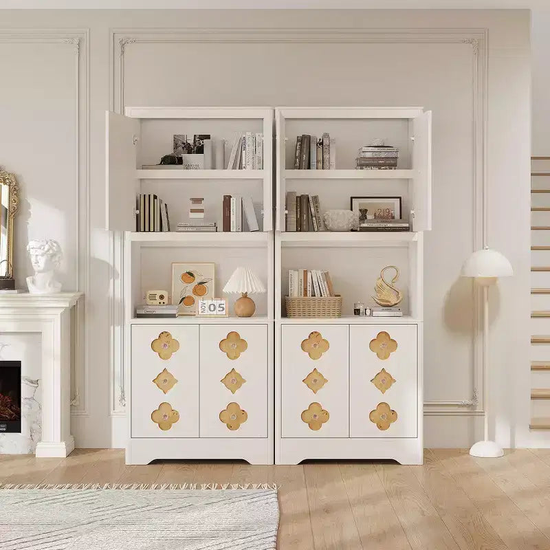 Kitchen Pantry Cabinet, 72" Tall Storage Cabinet with Countertop, Carved Door & Crystal Handle
