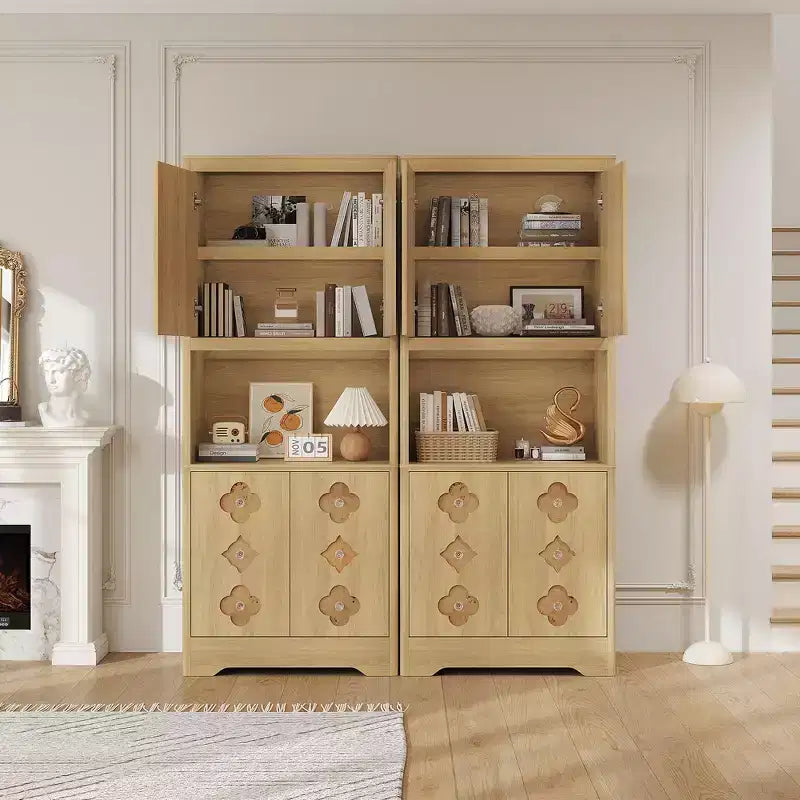 Kitchen Pantry Cabinet, 72" Tall Storage Cabinet with Countertop, Carved Door & Crystal Handle