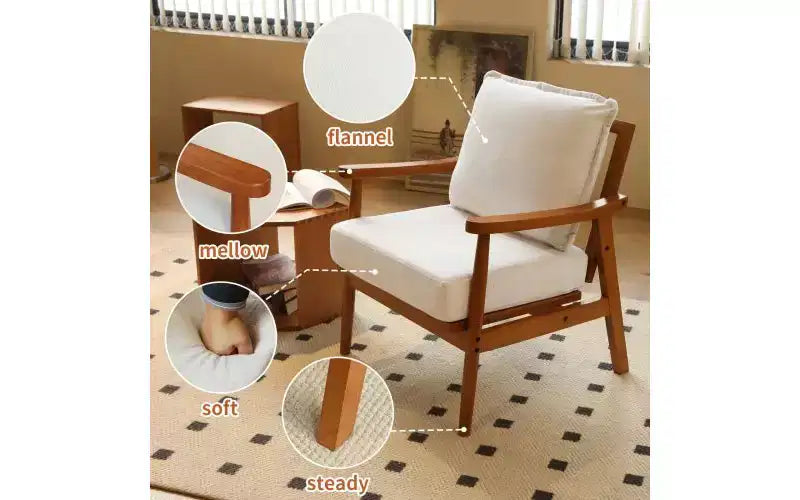 Modern Accent Chair with Solid Wood Frame and Plush Fabric Cushion