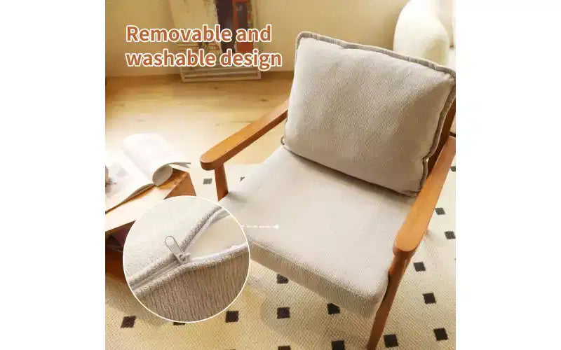 Modern Accent Chair with Solid Wood Frame and Plush Fabric Cushion