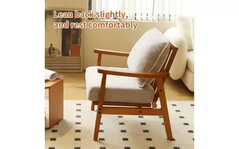 Modern Accent Chair with Solid Wood Frame and Plush Fabric Cushion