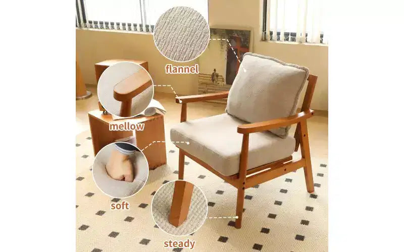 Modern Accent Chair with Solid Wood Frame and Plush Fabric Cushion